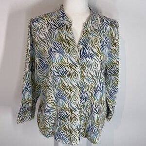 Christopher & Banks 3/4 Sleeve Linen Shirt size P/XL